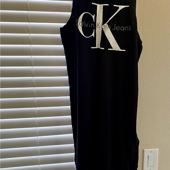 New w/ tags black midi Logo Calvin Klein Dress Sleeveless size M - Picture 3 of 4